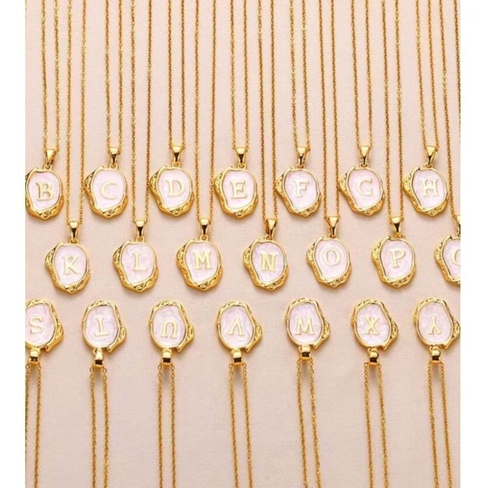 Monogram Coastal 'H' 18k Gold Plated Oceanus Initial Pearl Oyster Necklace